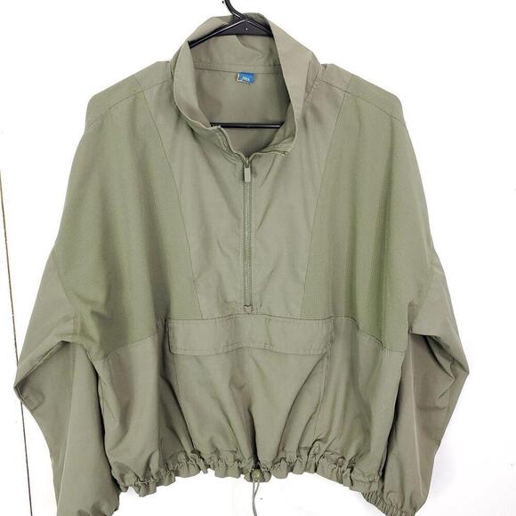 Old Navy Jacket Womens Large Pullover Cropped Olive Half Zip Drawstring Hem - Picture 1 of 10